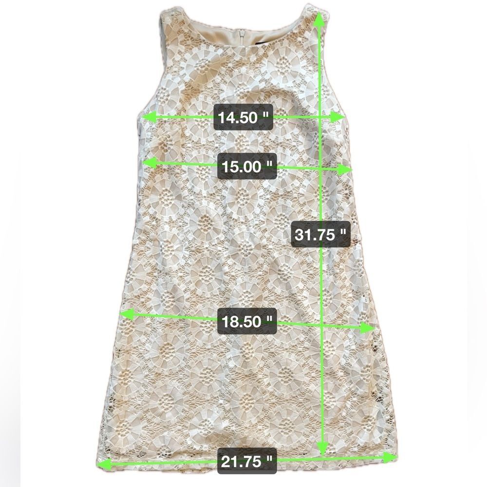 Ronni Nicole Ivory Cream Floral Lace Crew Neck Sleeveless Mini Dress Size 6P - Picture 6 of 6